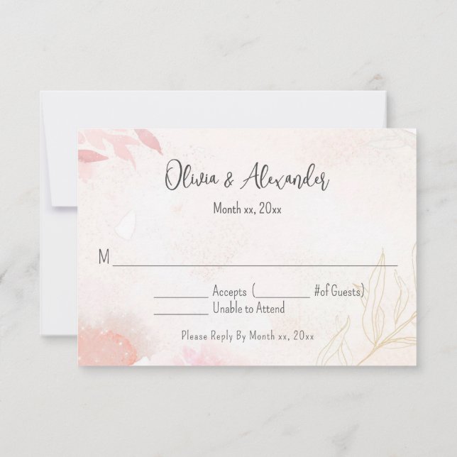 Invitation Aquarelle douce Blush Floral Wedding RSVP (Dos)