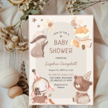 Aquarelle douce Boho Baby shower animal