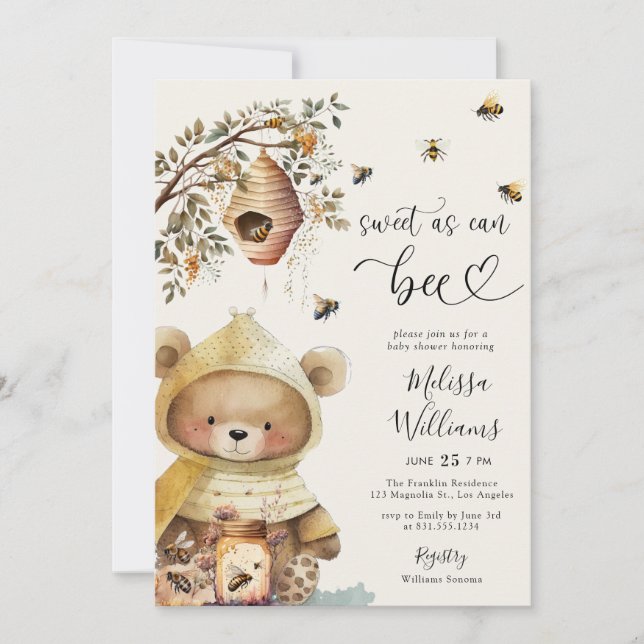 Invitation Aquarelle Douce Comme Peut Être Baby shower (Devant)