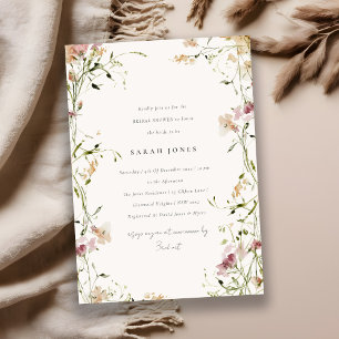 Invitation Aquarelle douce de prairie pâturée Fête des mariée