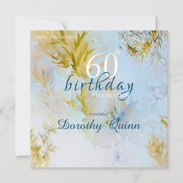 Invitation Aquarelle douce Feuille paradisiaque Anniversaire (Devant)