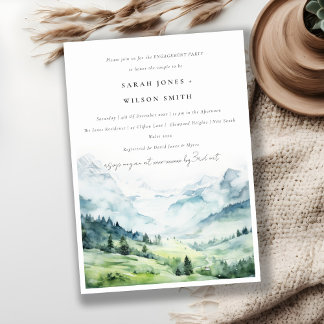 Invitation Aquarelle douce Fiançailles paysage de montagne de