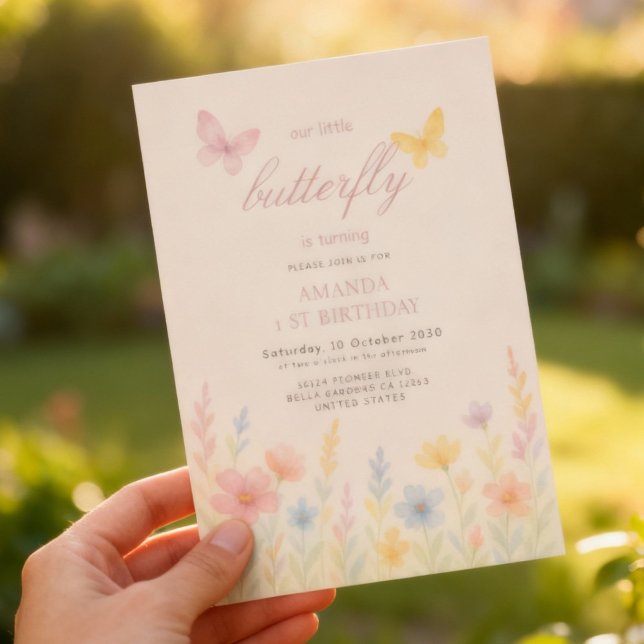 Invitation Aquarelle douce Floral Anniversaire (Créateur téléchargé)