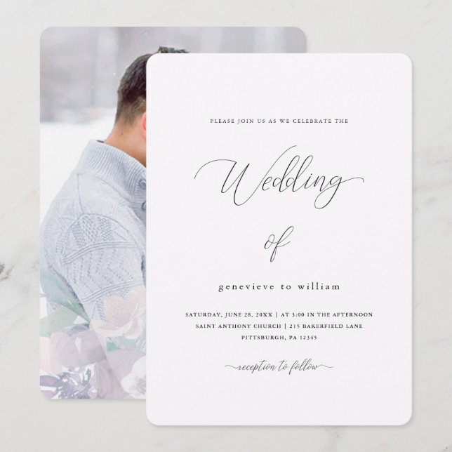 Invitation Aquarelle douce Mariage photo (Devant / Derrière)
