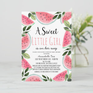 Invitation Aquarelle douce Watermelon Baby shower Drive-by
