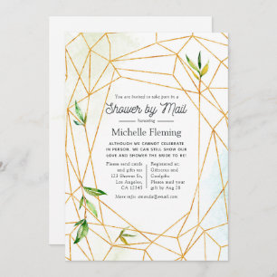 Invitation Aquarelle douche en cristal géométrique par courri