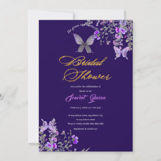 Invitation Aquarelle Douche nuptiale à fleurs violettes rose