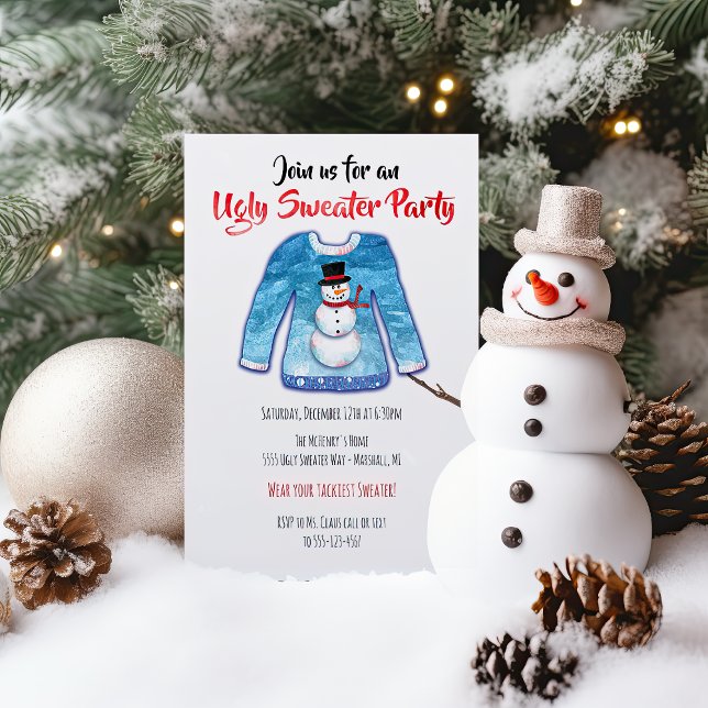 Invitation Aquarelle Doux moche Tacky Noël Party (Créateur téléchargé)