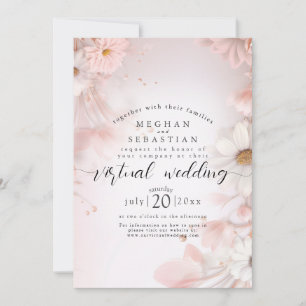 Invitation Aquarelle Dream : Blush Rose Daisies Virtual Weddi