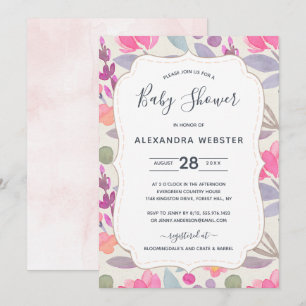 Invitation Aquarelle Dreamy Floral   BABY SHOWER