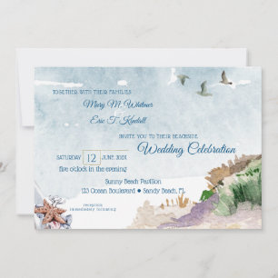 Invitation Aquarelle Driftwood Boho Beach Wedding