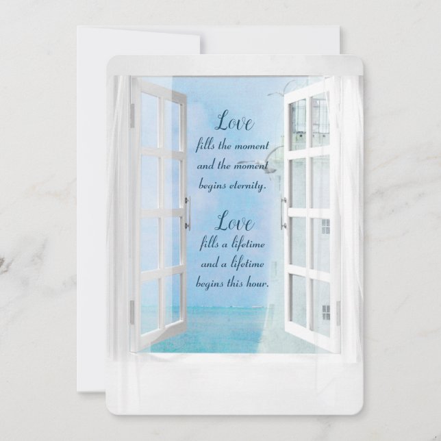 Invitation Aquarelle du phare blanc dans la fenêtre (Devant)