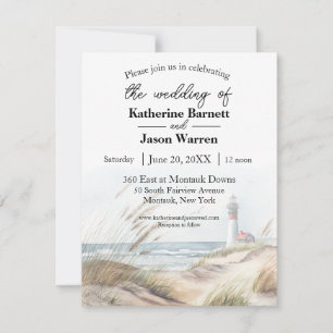 Invitation Aquarelle du phare Montauk Beach Dunes