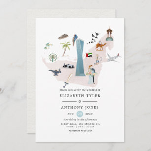Invitation Aquarelle Dubai UAE Destination Mariage