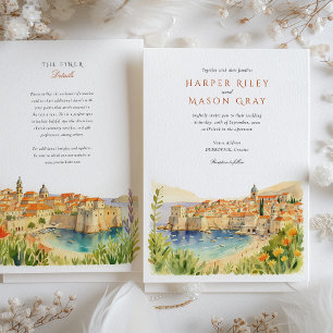 Invitation Aquarelle Dubrovnik Croatie Mariage