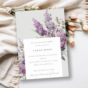 Invitation Aquarelle Dusky Lilac Cottage Baby shower floral
