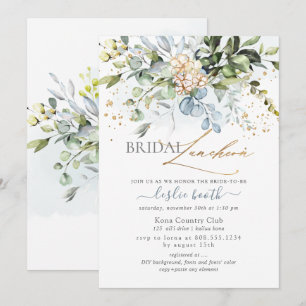 Invitation Aquarelle Dusty Blue Gum Eucalyptus Fête des marié