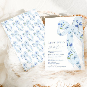 Invitation Aquarelle Dusty Blue Tying Fête des mariées de noe