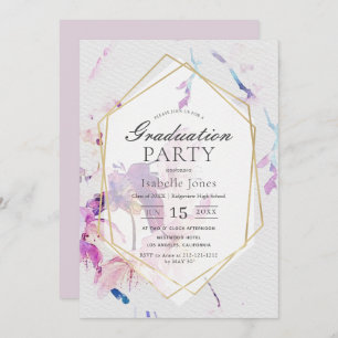 Invitation Aquarelle Dusty Lilac Graduation Florale