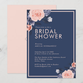 Invitation Aquarelle Dusty Rose Floral Fête des mariées moder