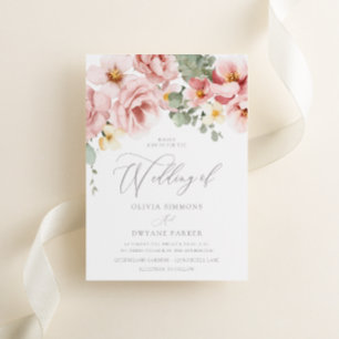 Invitation Aquarelle Dusty Rose Mariage