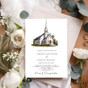 Invitation Aquarelle Eglise Lieu illustration Mariage