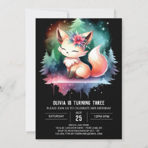 Invitation Aquarelle Elegant Fox Anniversaire numérique