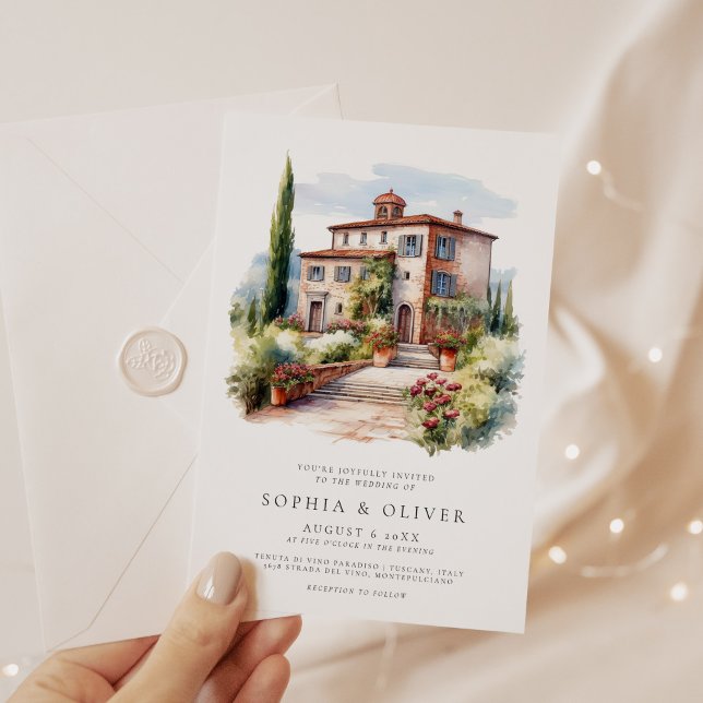 Invitation Aquarelle Elegant Vignoble Mariage (Créateur téléchargé)