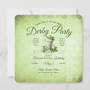 Invitation Aquarelle élégante de party Modern Derby pour Mint