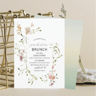 Invitation Aquarelle Élégante graduation Fleur sauvageInvitat