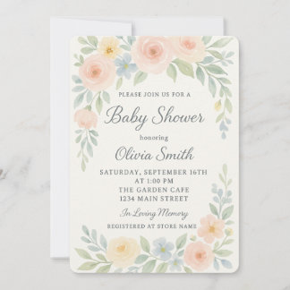 Invitation Aquarelle élégante Pastel Baby shower Floral