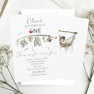Invitation Aquarelle élégante Un petit pêcheur un anniversair