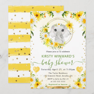 Invitation Aquarelle Éléphant de la Jungle Mignon Baby Shower