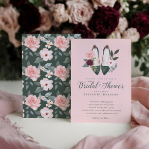 Invitation Aquarelle Emerald High Heel Fête des mariées flora