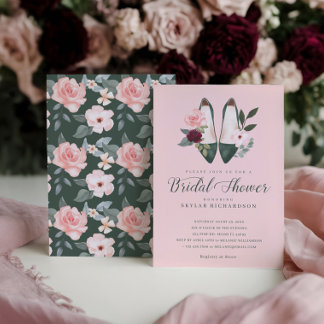 Invitation Aquarelle Emerald High Heel Fête des mariées flora