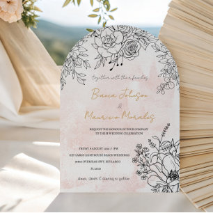 Invitation Aquarelle en arc de couleur avec élégant revêtemen