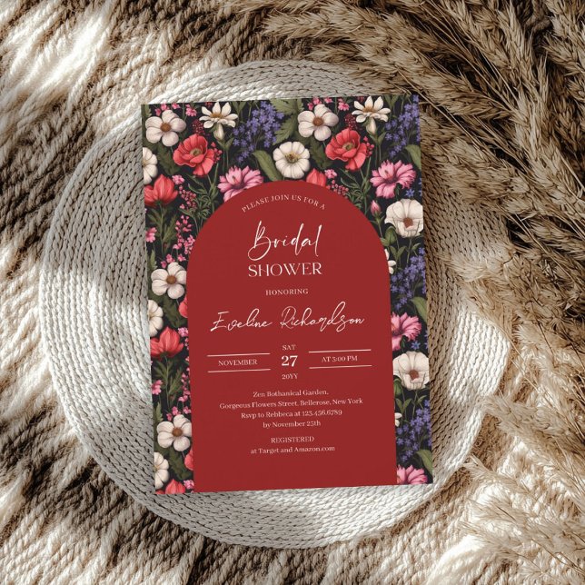 Invitation Aquarelle en arc tendance fleur sauvage coloré (Trendy arch watercolor colorful wildflowers invitation)