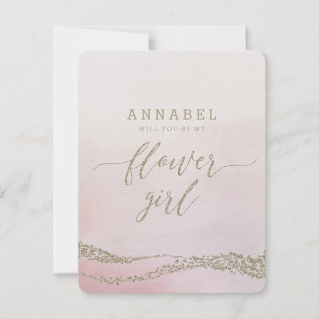Invitation Aquarelle en Blush tu seras ma fille Flower (Devant)
