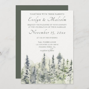 Invitation Aquarelle en bois grand À feuillage persistant Arb