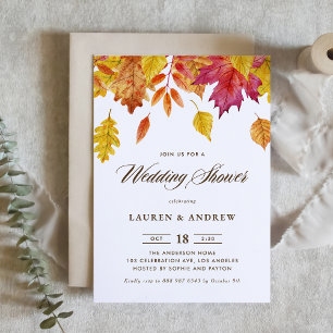 Invitation Aquarelle en chute Feuille Wedding shower d'automn