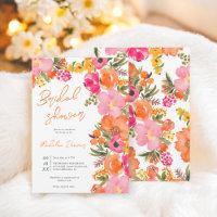 Aquarelle en gras Boho Orange rose Floral Bride