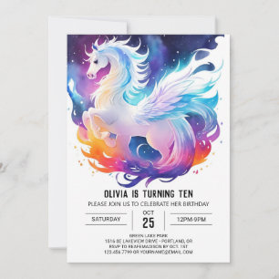 Invitation Aquarelle en ligne Pony Anniversaire