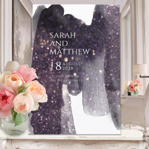 Invitation Aquarelle en Plum étincelante Brosses Mariage Inv