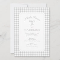 Aquarelle En vichy Baby shower gris clair