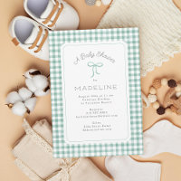 Aquarelle En vichy Baby shower vert Sage