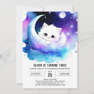 Invitation Aquarelle enchantée Kitty Anniversaire