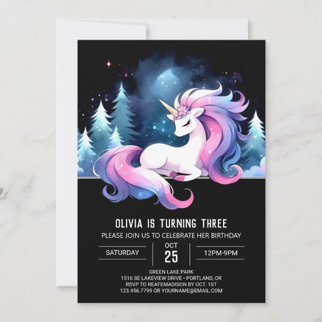 Invitation Aquarelle Enfants Cheval Anniversaire (Devant)