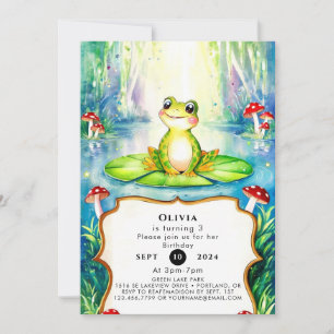 Invitation Aquarelle Enfants Grenouille Anniversaire