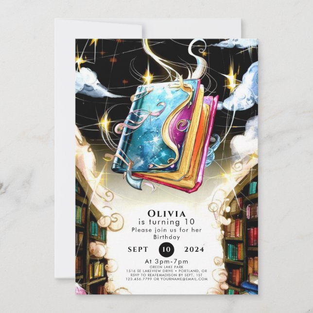 Invitation Aquarelle Enfants Pastel Histoire Anniversaire (Devant)