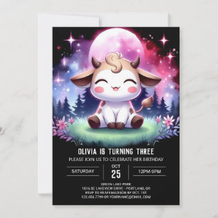 Invitation Aquarelle Enfants Vache Anniversaire